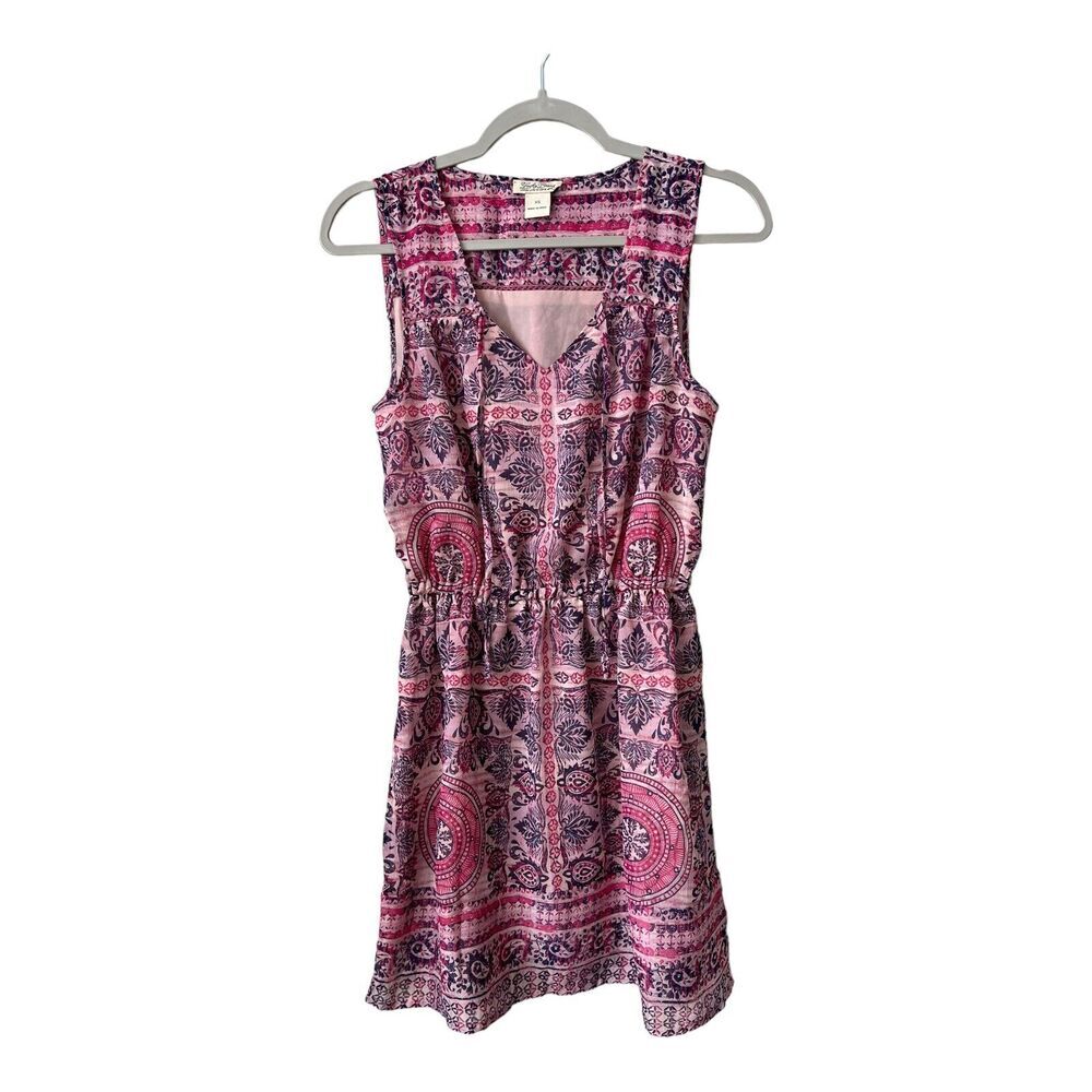 Lucky Brand Dress Womens‎ XS Pink Paisley Boho Sleeveless Shift Lightweight